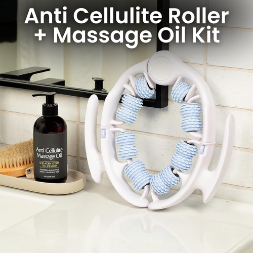 CelluGone™ - Anti Cellulite Roller + Massage Oil Kit